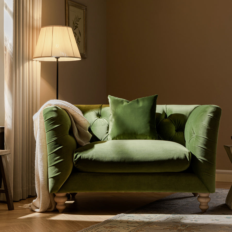 Ashby Chesterfield Loveseat, Fern Green Velvet - daals