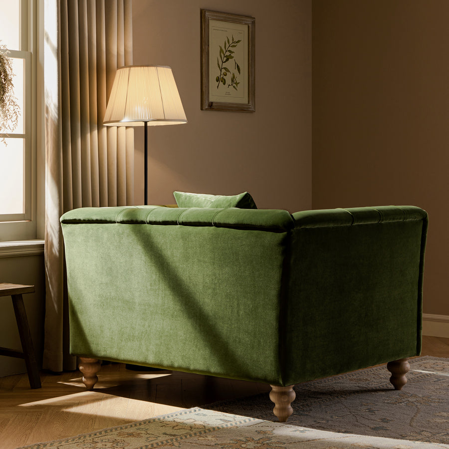 Ashby Chesterfield Loveseat, Fern Green Velvet - daals