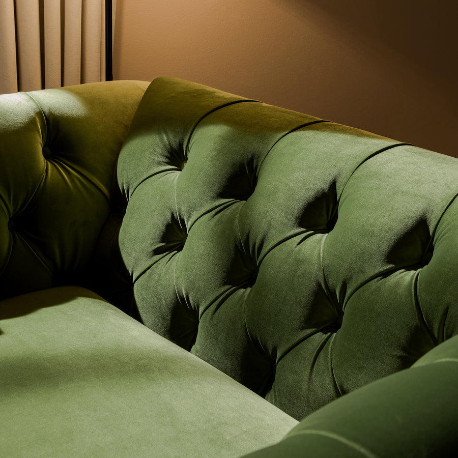 Ashby Chesterfield Loveseat, Fern Green Velvet - daals