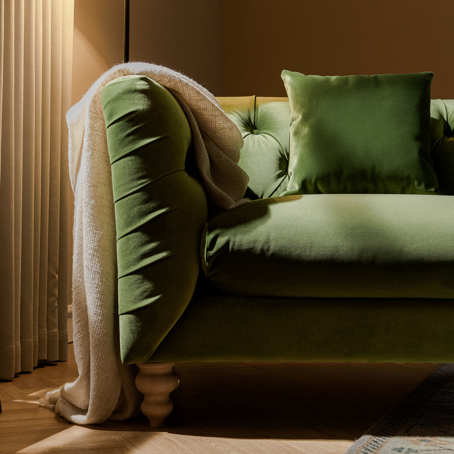 Ashby Chesterfield Loveseat, Fern Green Velvet - daals