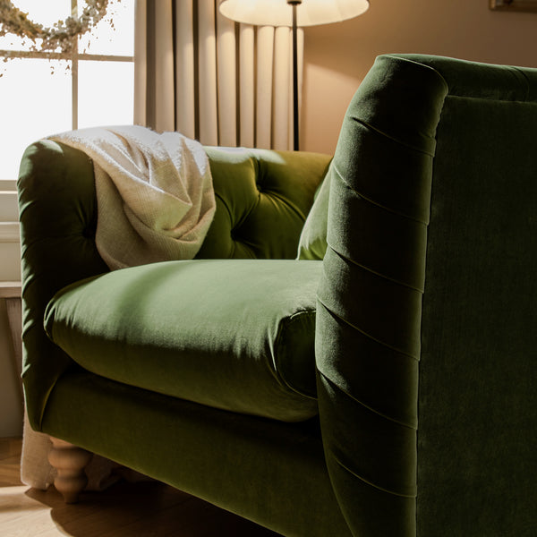 Ashby Chesterfield Loveseat, Fern Green Velvet