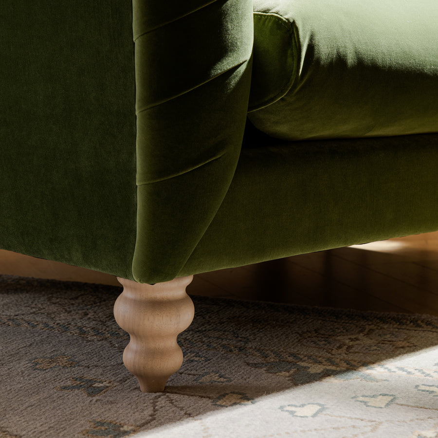 Ashby Chesterfield Loveseat, Fern Green Velvet - daals