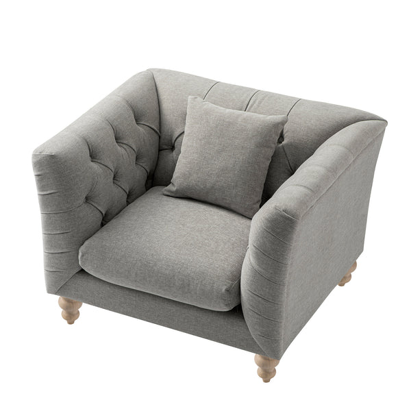 Ashby Chesterfield Armchair, Mist Grey Chenille