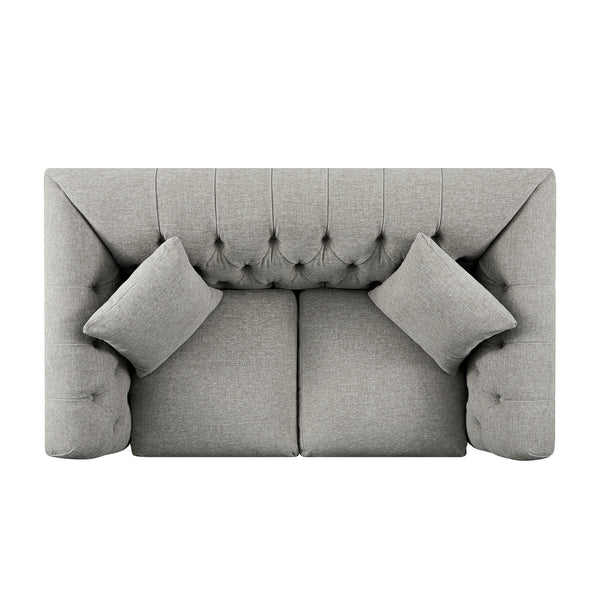 Ashby Chesterfield 2-Seater Sofa, Mist Grey Chenille