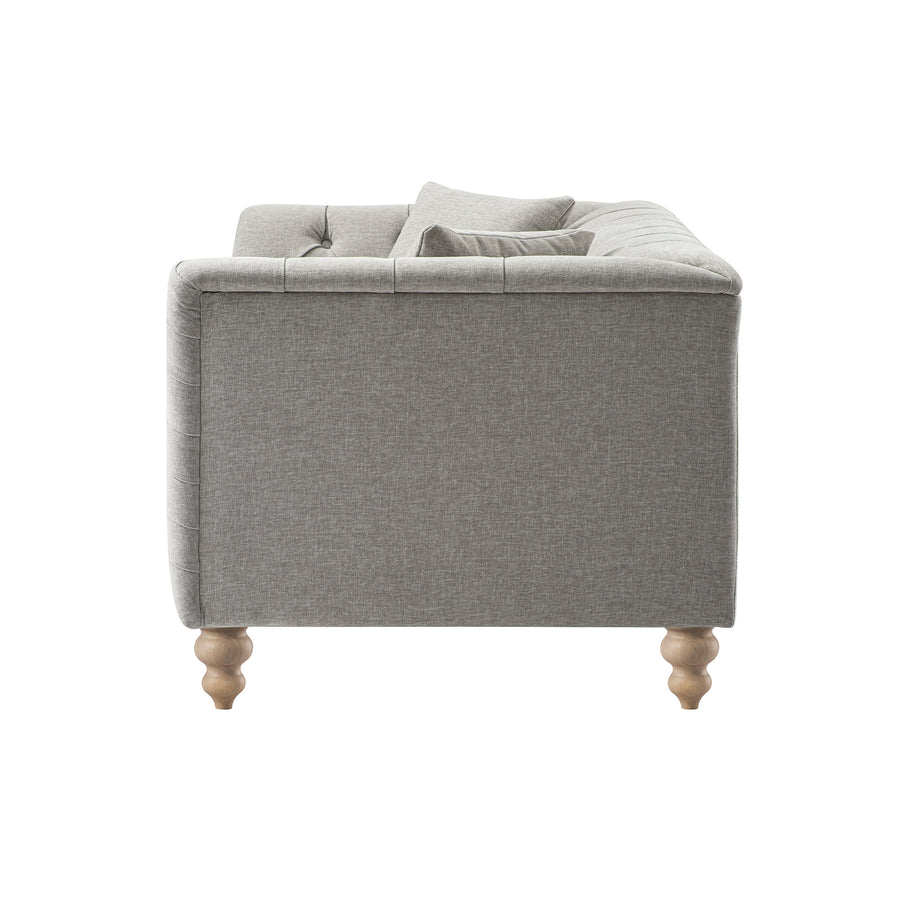 Ashby Chesterfield 2-Seater Sofa, Mist Grey Chenille