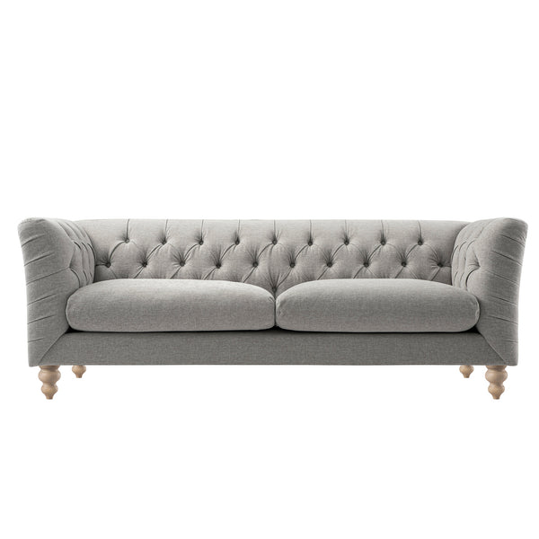 Ashby Chesterfield Large 3-Seater Sofa, Mist Grey Chenille