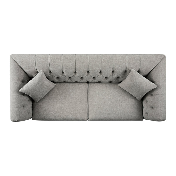 Ashby Chesterfield Large 3-Seater Sofa, Mist Grey Chenille
