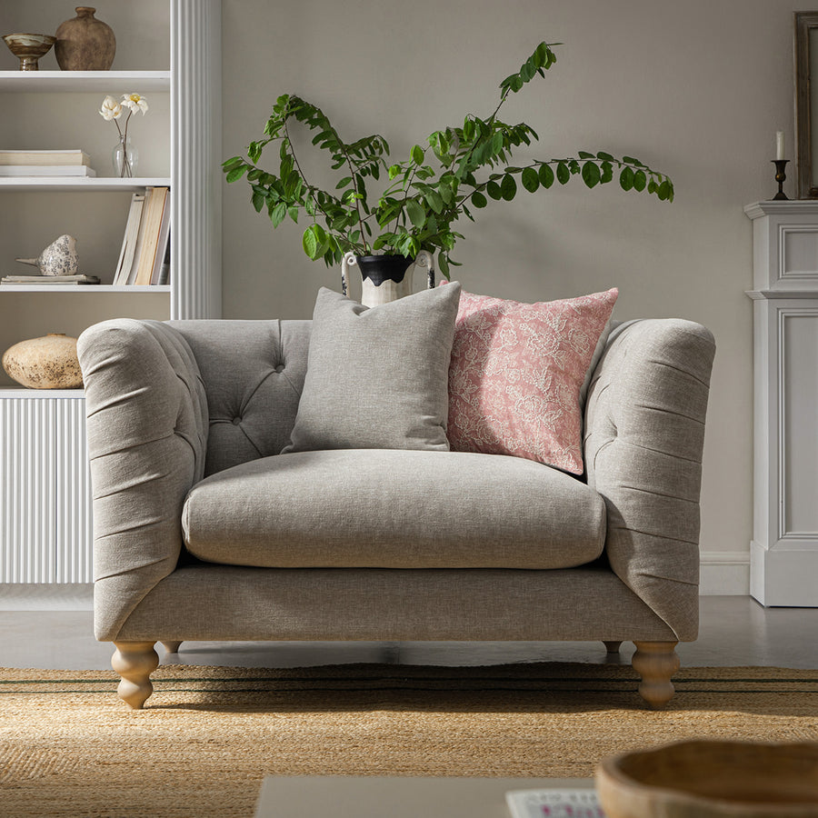 Ashby Chesterfield Loveseat, Mist Grey Chenille
