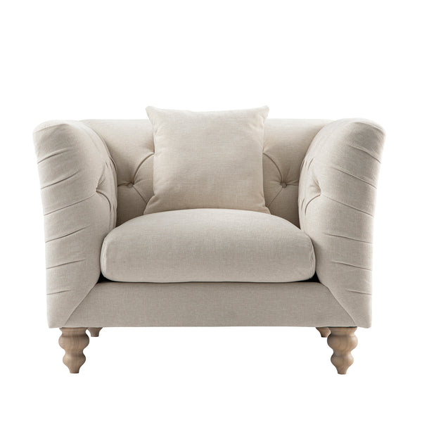 Ashby Chesterfield Armchair, Oatmeal Chenille