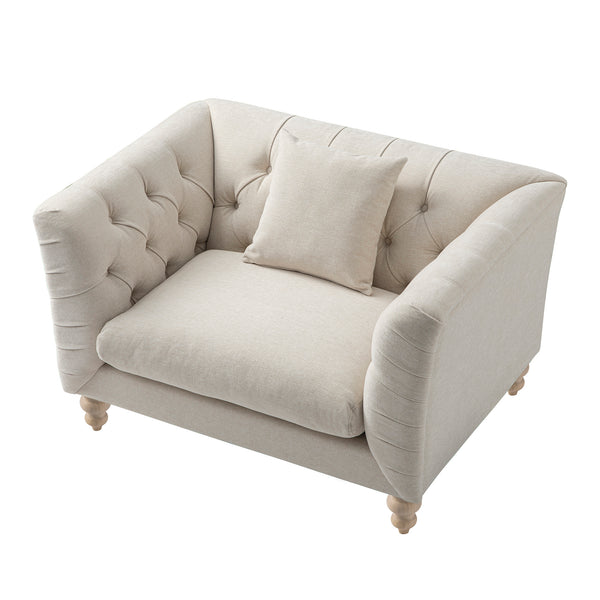 Ashby Chesterfield Armchair, Oatmeal Chenille