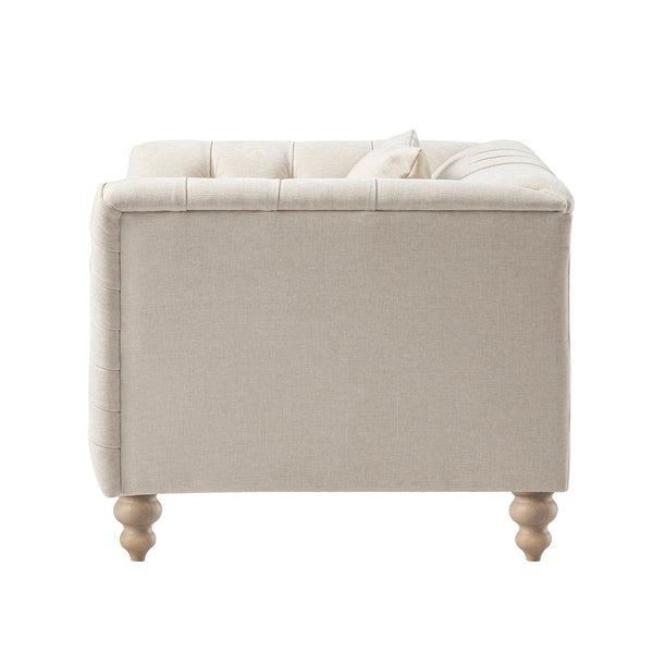 Ashby Chesterfield Armchair, Oatmeal Chenille