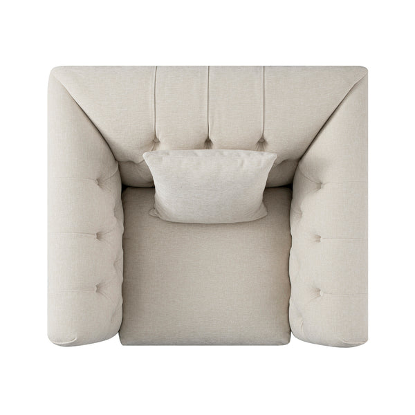 Ashby Chesterfield Armchair, Oatmeal Chenille