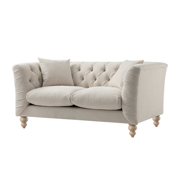 Ashby Chesterfield 2-Seater Sofa, Oatmeal Chenille