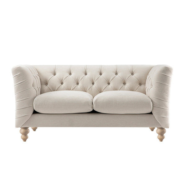Ashby Chesterfield 2-Seater Sofa, Oatmeal Chenille