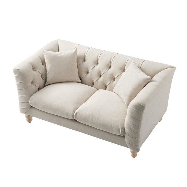 Ashby Chesterfield 2-Seater Sofa, Oatmeal Chenille