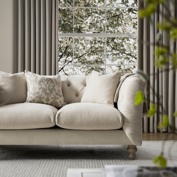 Ashby Chesterfield 2-Seater Sofa, Oatmeal Chenille