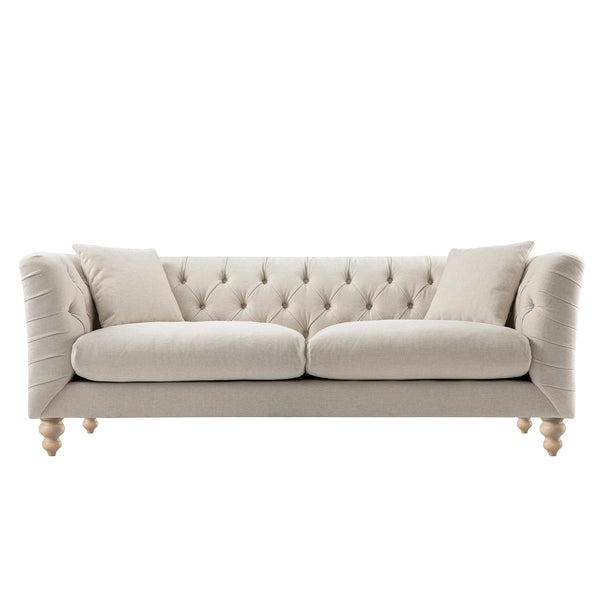 Ashby Chesterfield Large 3-Seater Sofa, Oatmeal Chenille