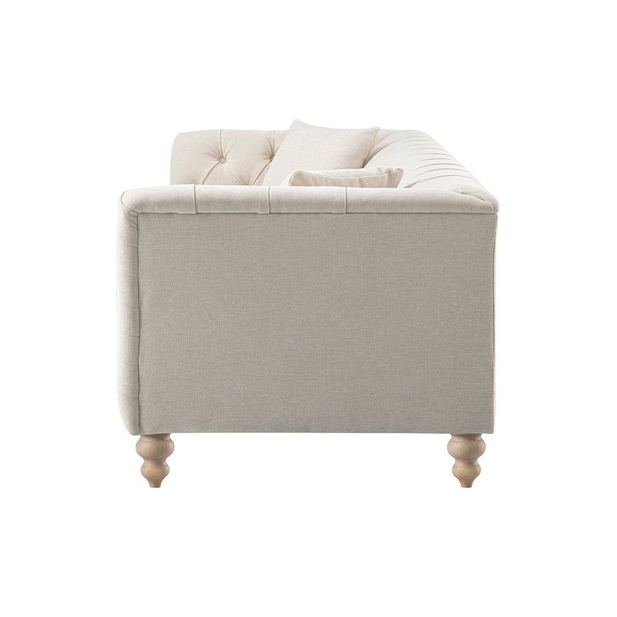 Ashby Chesterfield Large 3-Seater Sofa, Oatmeal Chenille