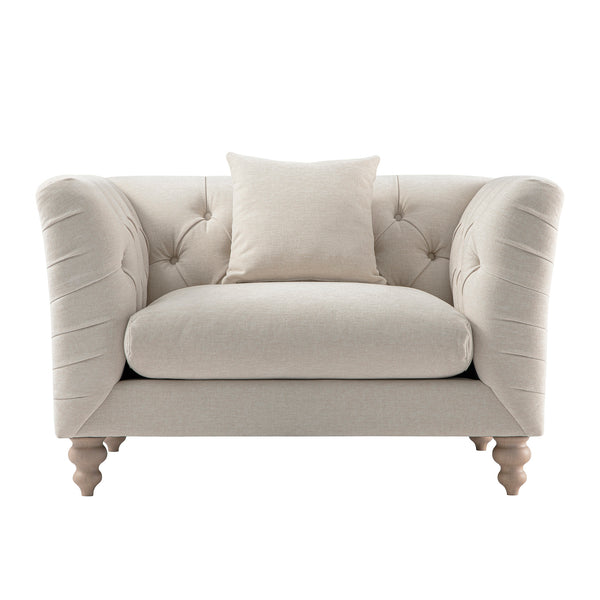 Ashby Chesterfield Loveseat, Oatmeal Chenille