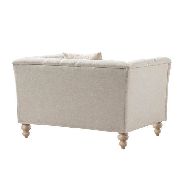 Ashby Chesterfield Loveseat, Oatmeal Chenille
