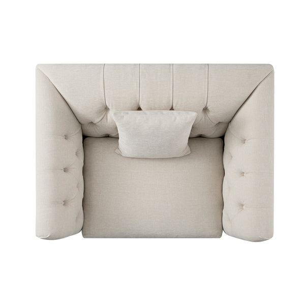 Ashby Chesterfield Loveseat, Oatmeal Chenille