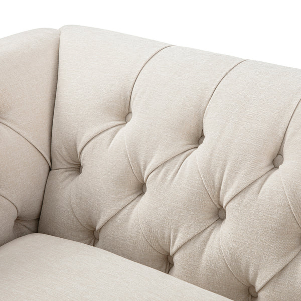 Ashby Chesterfield Loveseat, Oatmeal Chenille