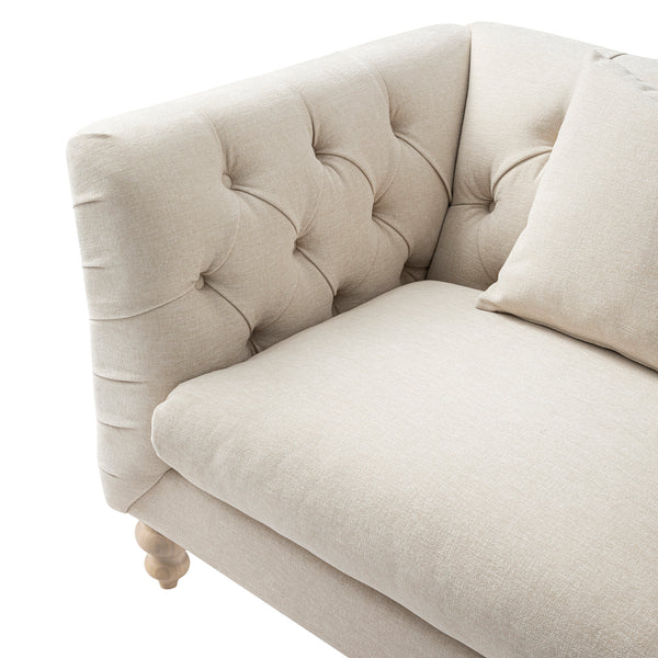 Ashby Chesterfield Loveseat, Oatmeal Chenille