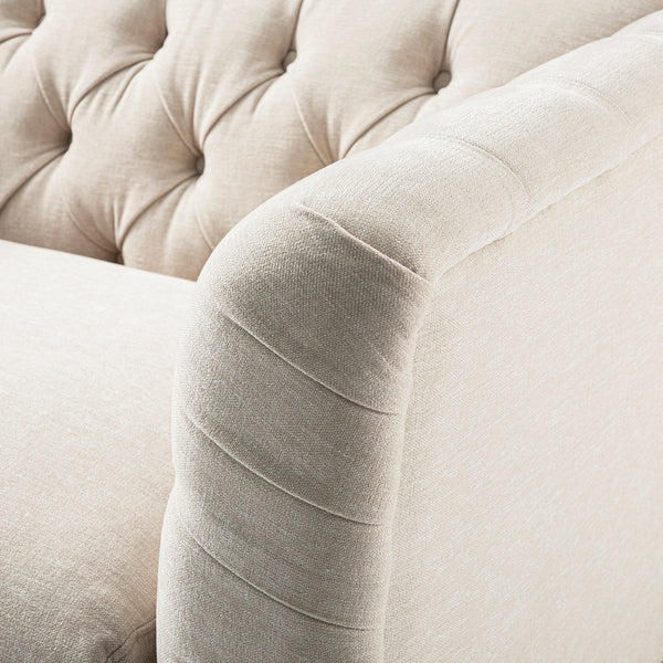 Ashby Chesterfield Loveseat, Oatmeal Chenille