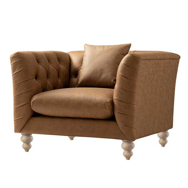 Ashby Chesterfield Armchair, Tan Faux Leather