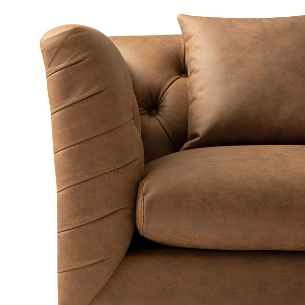 Ashby Chesterfield Armchair, Tan Faux Leather