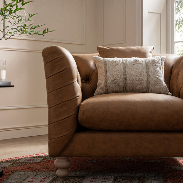 Ashby Chesterfield Armchair, Tan Faux Leather