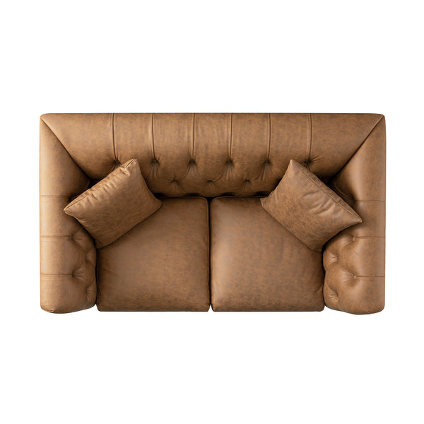 Ashby Chesterfield 2-Seater Sofa, Tan Faux Leather
