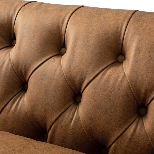 Ashby Chesterfield Large 3-Seater Sofa, Tan Faux Leather