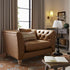 Ashby Chesterfield Loveseat, Tan Faux Leather - daals
