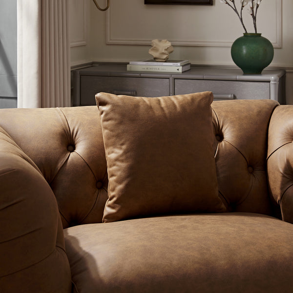 Ashby Chesterfield Loveseat, Tan Faux Leather
