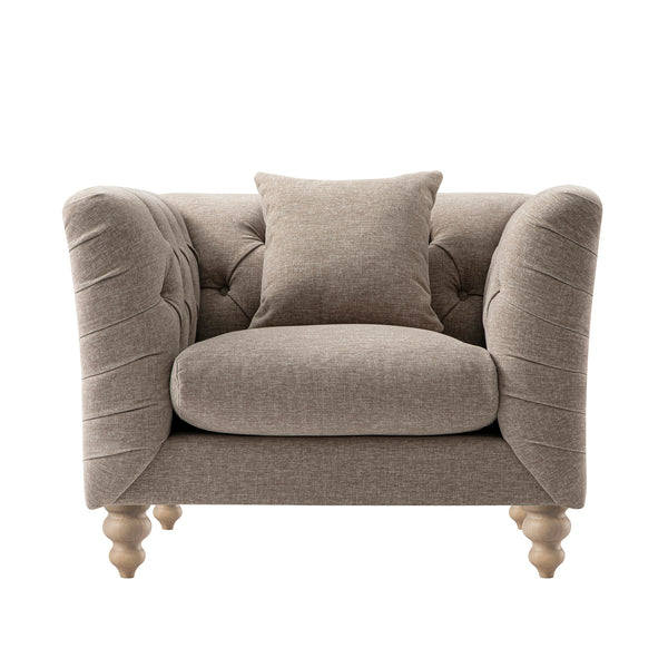 Ashby Chesterfield Armchair, Taupe Chenille