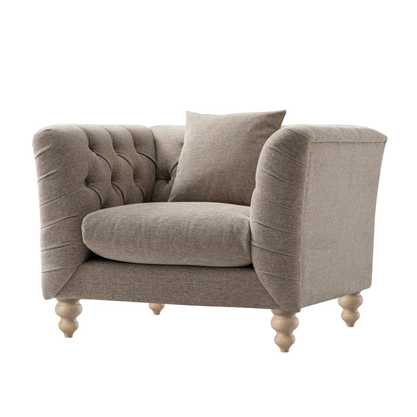 Ashby Chesterfield Armchair, Taupe Chenille