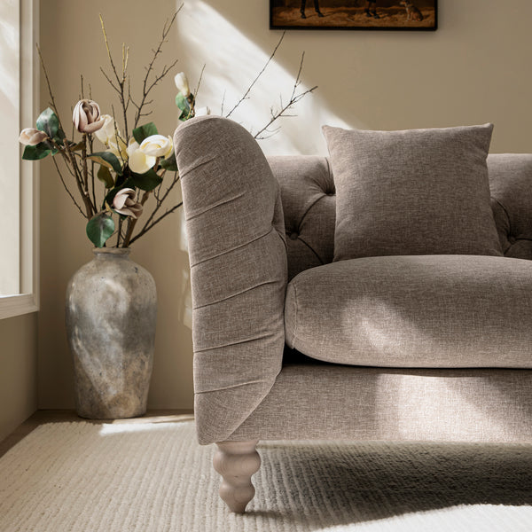 Ashby Chesterfield Armchair, Taupe Chenille