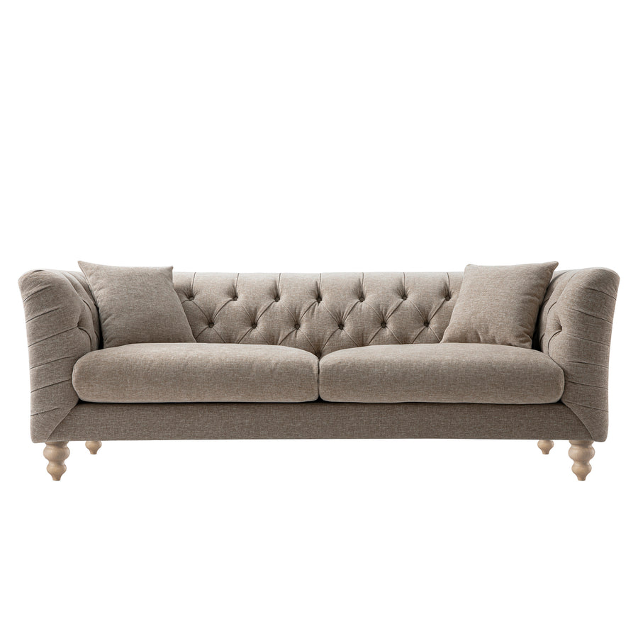 Ashby Chesterfield Large 3 - Seater Sofa, Taupe Chenille - daals