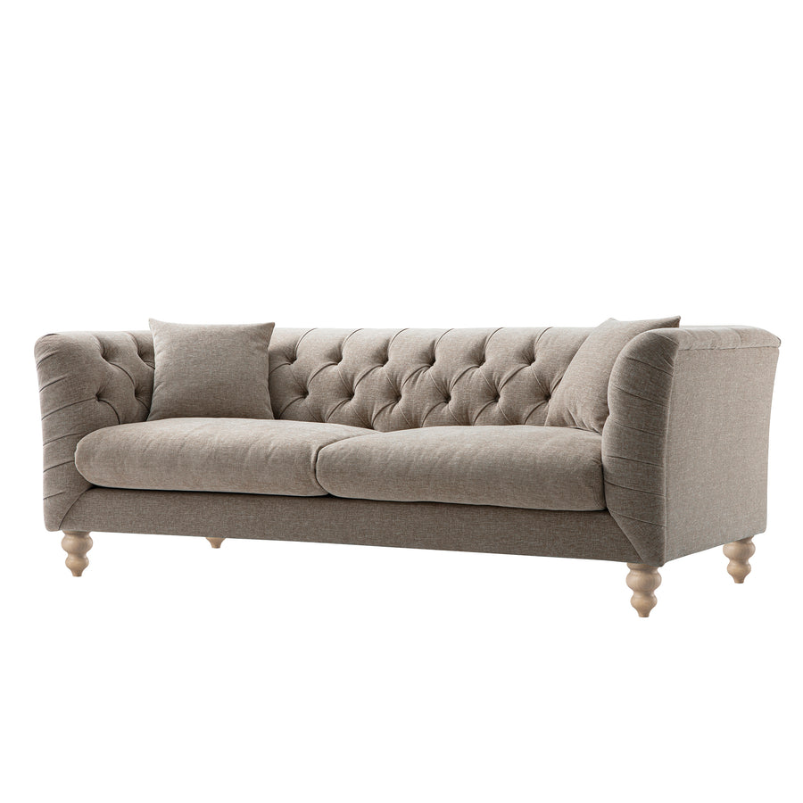 Ashby Chesterfield Large 3 - Seater Sofa, Taupe Chenille - daals