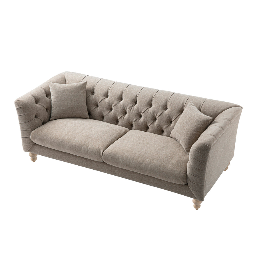 Ashby Chesterfield Large 3 - Seater Sofa, Taupe Chenille - daals