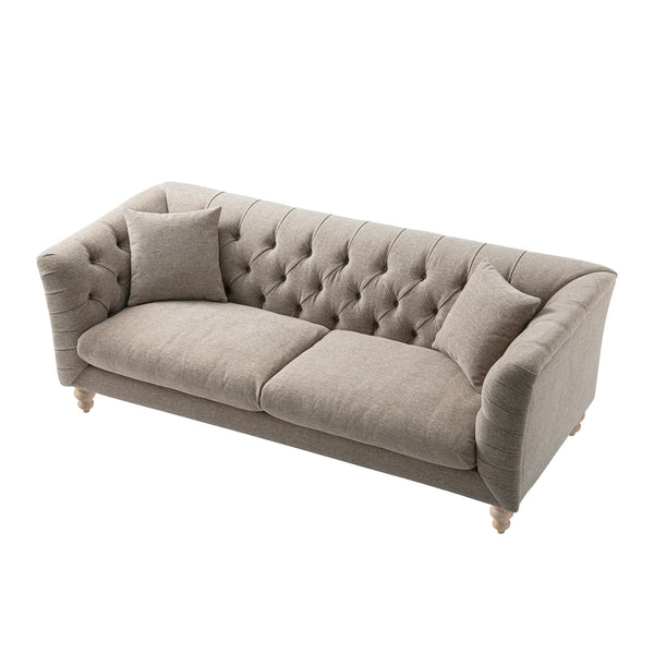 Ashby Chesterfield Large 3-Seater Sofa, Taupe Chenille