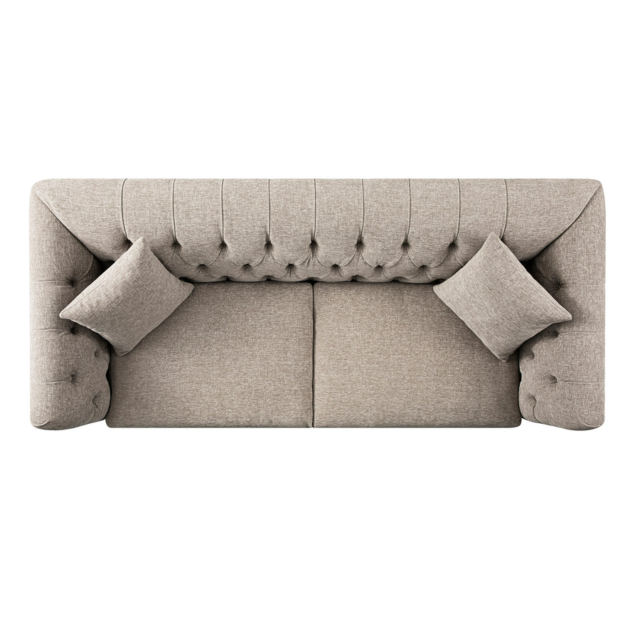 Ashby Chesterfield Large 3 - Seater Sofa, Taupe Chenille - daals