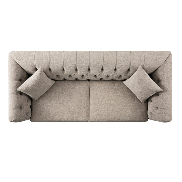 Ashby Chesterfield Large 3-Seater Sofa, Taupe Chenille