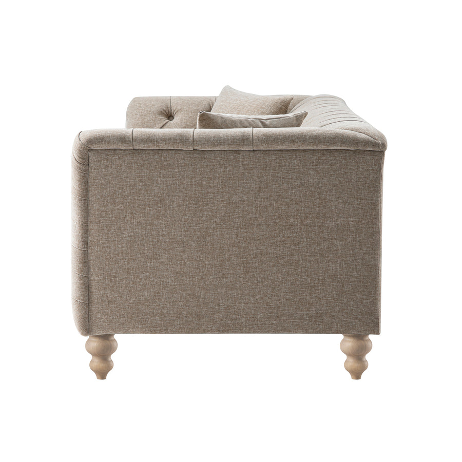 Ashby Chesterfield Large 3 - Seater Sofa, Taupe Chenille - daals