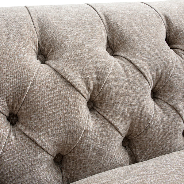 Ashby Chesterfield Large 3-Seater Sofa, Taupe Chenille