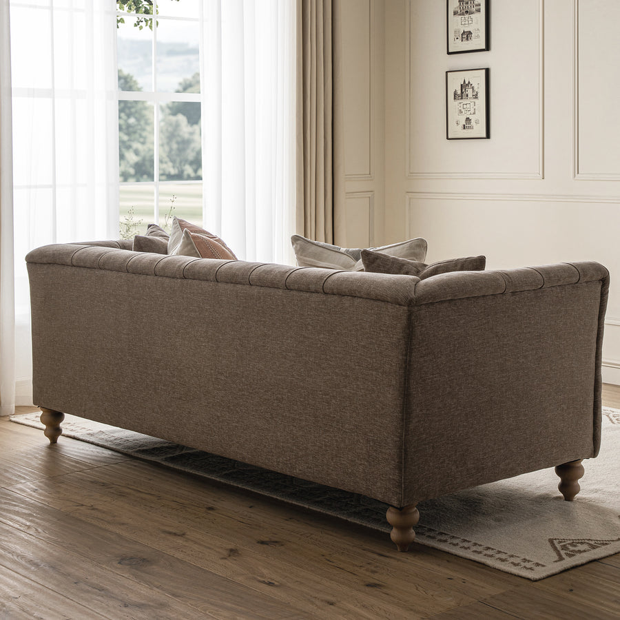 Ashby Chesterfield Large 3 - Seater Sofa, Taupe Chenille - daals