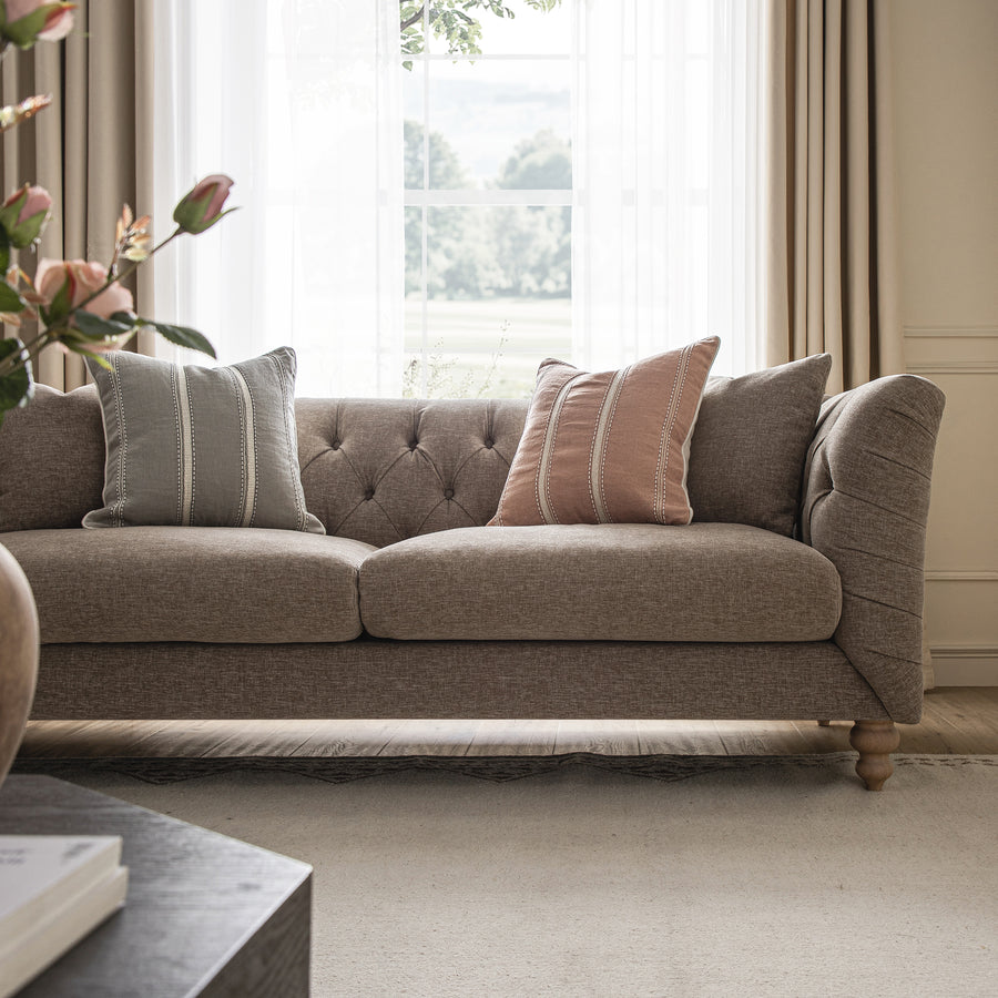 Ashby Chesterfield Large 3 - Seater Sofa, Taupe Chenille - daals