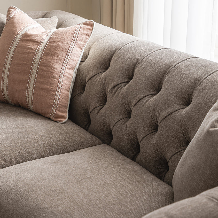Ashby Chesterfield Large 3 - Seater Sofa, Taupe Chenille - daals
