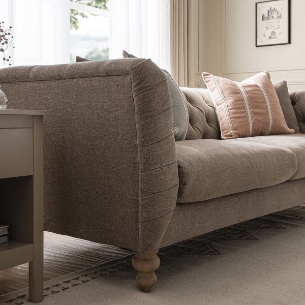 Ashby Chesterfield Large 3-Seater Sofa, Taupe Chenille